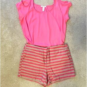 Pink & Beige Striped Shorts